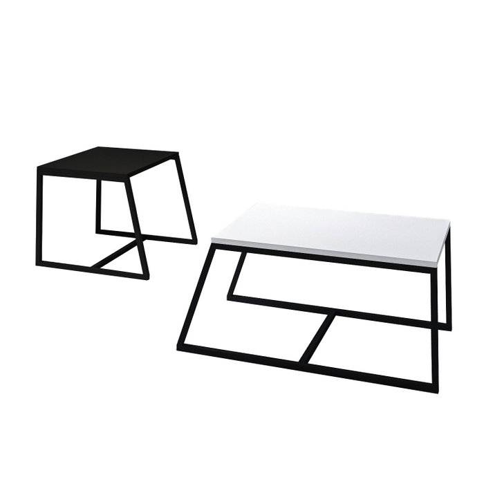 Hanah Home Juego de Mesas de Café Blanco y Negro
